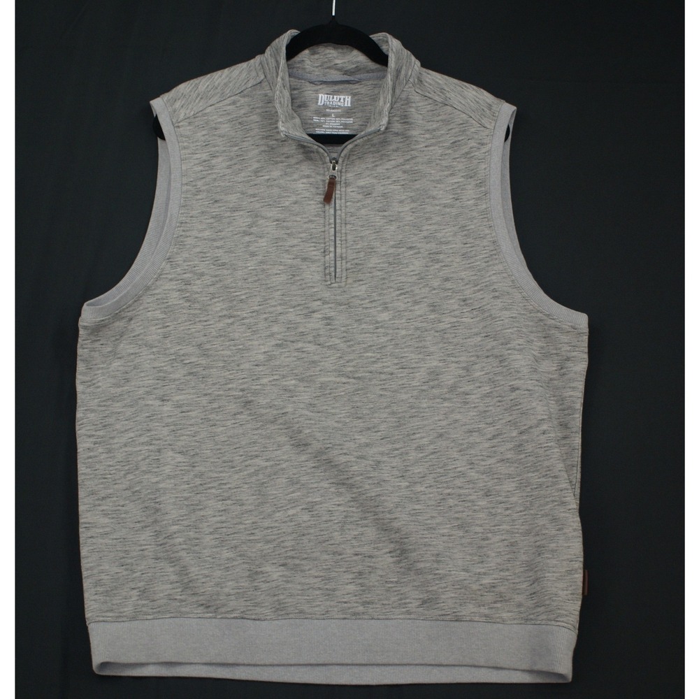 Duluth Trading Co Mens Large Gray Space Dye Quarter Zip Relaxed Fit Knit Vest